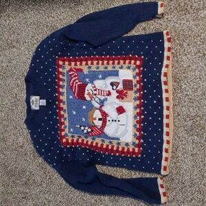 VTG Tiara Snowman Knit Christmas Sweater Women's Size L